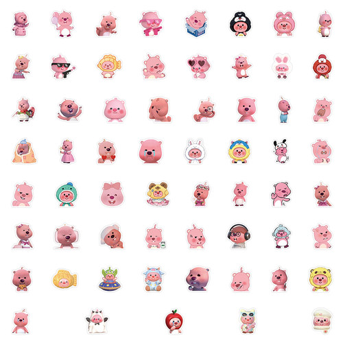 120张小海狸贴纸Q版卡通可爱图案女孩儿童装饰手账行李箱防水贴画 - 图1