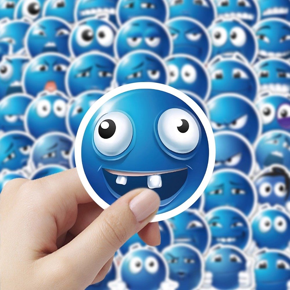 700张小蓝豆贴纸卡通趣味搞笑抽象emoji表情包装饰行李箱防水贴画,淘宝优惠券,粉丝福利购,淘宝优惠卷