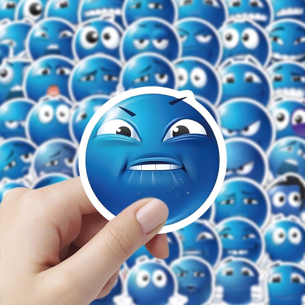 700张小蓝豆贴纸卡通趣味搞笑抽象emoji表情包装饰行李箱防水贴画,淘宝优惠券,粉丝福利购,淘宝优惠卷