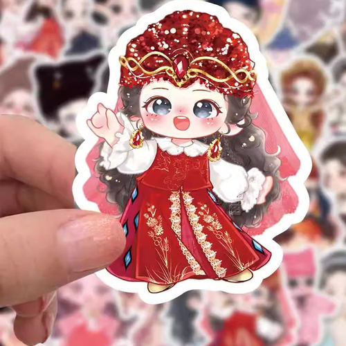 迪丽热巴Q版贴纸内娱高颜值女明星周边卡通创意涂鸦装饰防水贴画 - 图1