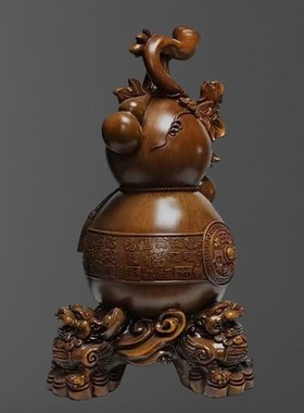 木制葫芦葫芦工艺品实木家居饰品客厅酒柜办公室摆设家用