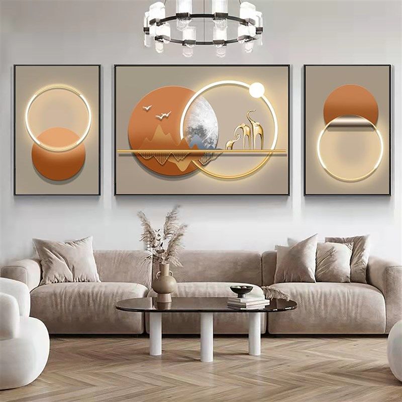 新中式客厅装饰画轻奢高级感迎客松挂画沙发背景墙壁画组合三联画,淘宝优惠券,粉丝福利购,淘宝优惠卷