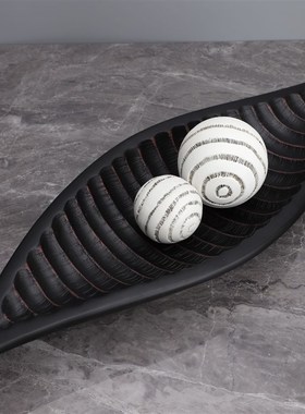 欧式简约黑色竹笋型果盘样板房售楼部家居卧室餐厅软装饰品摆件