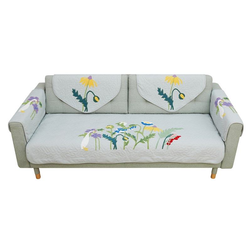 鲁绣田园刺绣沙发坐垫美式简约沙发扶手巾四季通用防滑沙发垫定制,淘宝优惠券,粉丝福利购,淘宝优惠卷