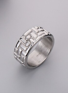 小众设计经典圆形指环 街拍个性风潮直批不锈钢男款回形光面戒指