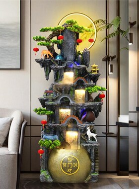 落地假山流水喷泉客厅玄关办公室鱼池造景加湿器摆件乔迁开业送礼