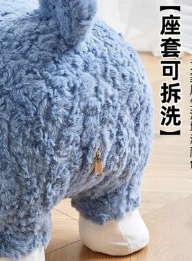 网红羊驼座椅可爱带万向滑轮动物B卡通坐凳子客厅摆件乔迁生日送
