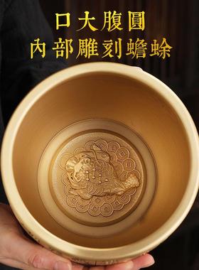 纯铜小招财缸零钱缸米缸摆件全黄铜器聚宝盆抖音百福缸装饰工艺品