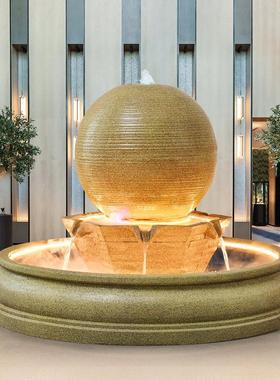 大型圆球流水喷泉摆件创意庭院落地鱼池水景室内户外招财转运装饰