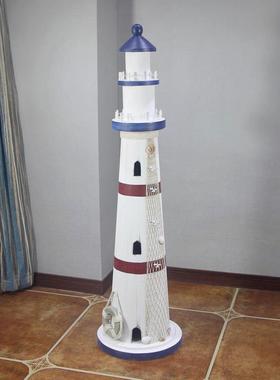 地中海木质灯塔摆件家居装饰品做旧木塔创意海洋风格主题摆设道具