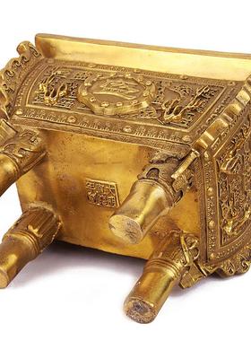 纯铜鼎盛千秋摆件工艺品诚信四方香炉鼎办公桌装饰品公司开业礼品