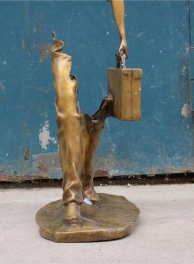 纯铜西洋人镂空雕塑 客厅家居办公室桌面装饰工艺品摆件