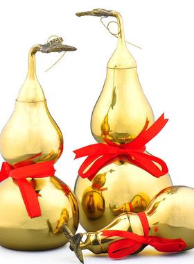 普生缘黄铜葫芦摆件开盖空心汽车摆件大小号家居客厅装饰品