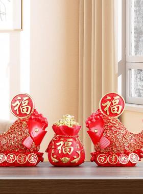 红色鱼寓意好的摆件招财家居客厅酒柜装饰品年年有余工艺品新家
