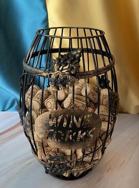 厂家直销红酒塞铁艺收纳筐厨房客厅收纳筐彷古北欧风格工艺品摆件