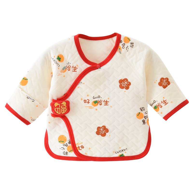 宝趣龙保暖半背衣夹棉加厚蝴蝶衣婴幼儿纯棉衣服魔术贴和尚服
