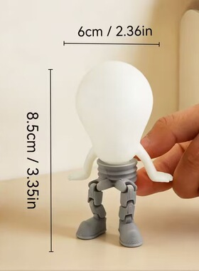趣味可动灯泡人网红夜光脚链人偶摆件3D打印潮玩小众创意摆件礼物