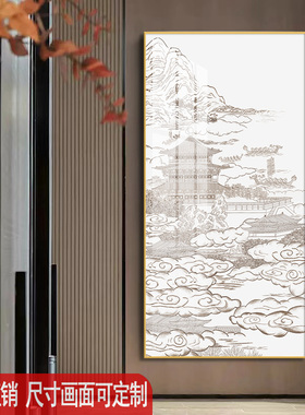 新中式过道走廊尽头装饰画中国风民宿酒店挂画茶楼茶室入户玄关画
