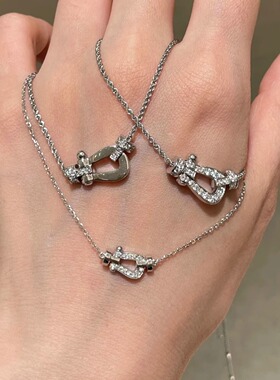 明星同款18k玫瑰金马蹄扣项链女轻奢小众设计感锁骨链送女友礼物