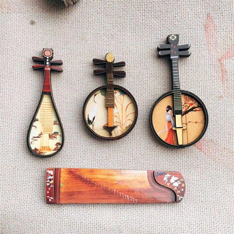 中国风冰箱贴磁贴个性创意高级网红高端复古木质国潮古筝乐器装饰,淘宝优惠券,粉丝福利购,淘宝优惠卷