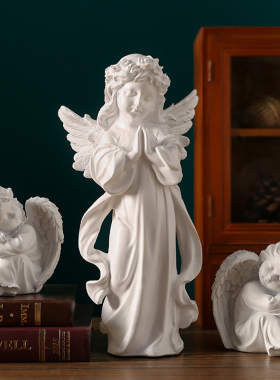 小天使女孩摆件复古欧式石膏雕塑雕像法式婚礼装饰品桌面艺术摆设