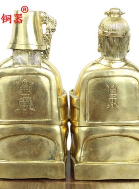 宇卓铜器 纯铜土地爷黄铜土地奶财神土地公土地婆工艺品摆件