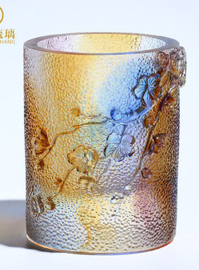 琉璃梅花笔筒摆件复古中式送人礼物高档女领导办公桌摆件创意女生