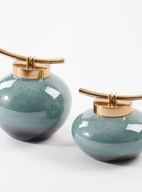 新中式创意陶瓷摆件酒店展示柜办公室书房客厅茶几边几陶罐装饰品