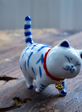 手工猫咪陶瓷摆件创意家居饰品治愈系可爱小猫生日新年礼物包邮