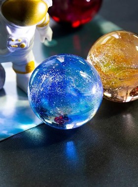 七彩琉璃珠龙珠发光水晶球桌面家居装饰品摆件生日礼物小夜灯