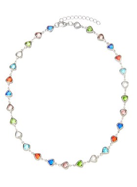 夏季新款度假风项链时尚小清新爱心玻璃钻串珠手工制作甜美项链女