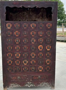 民间老物件老家具清代榆木u老药柜药橱老中药柜子博物馆展示展览