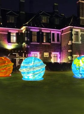 星球八大行星模型地球月球灯网红玻璃钢雕塑摆件酒馆中秋节装饰品