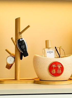 玄关钥匙收纳摆件设入户进门口鞋柜客厅玄幻锁匙桌面置物架装饰品
