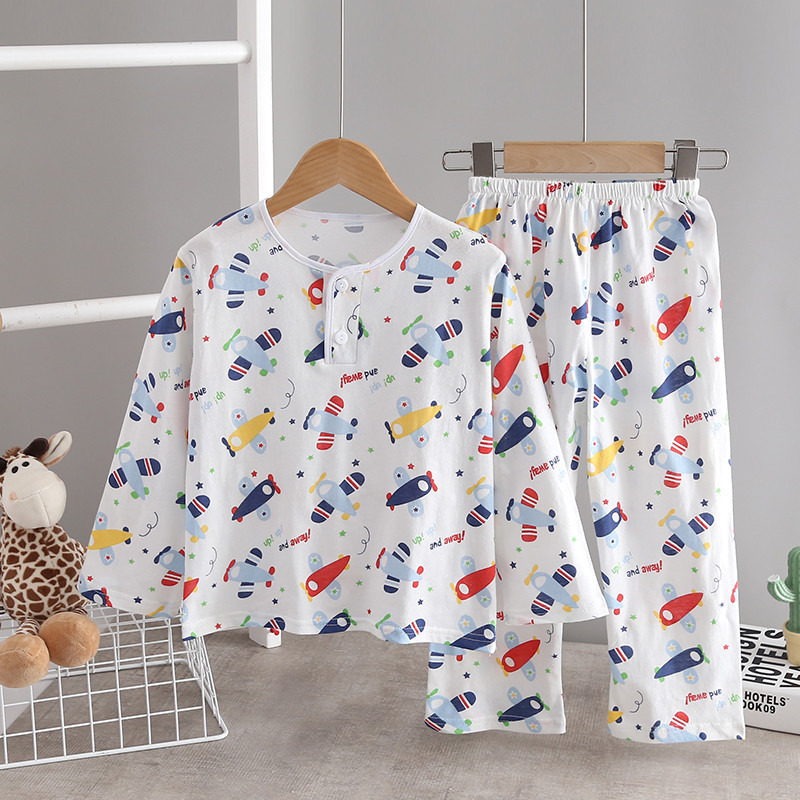 男童睡衣夏季薄款长袖纯棉小童男孩空调服全棉女童儿童家居服套装,淘宝优惠券,粉丝福利购,淘宝优惠卷