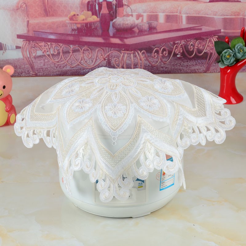 布艺家用电器套白色多款镂空布台灯盖巾防尘电饭锅绣花盖巾多用罩 - 图2