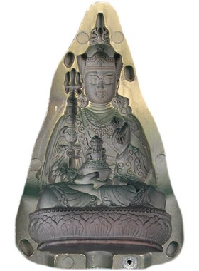 莲花生大师擦擦模具合金复古古铜仿尼泊尔藏传密宗佛台供奉摆件