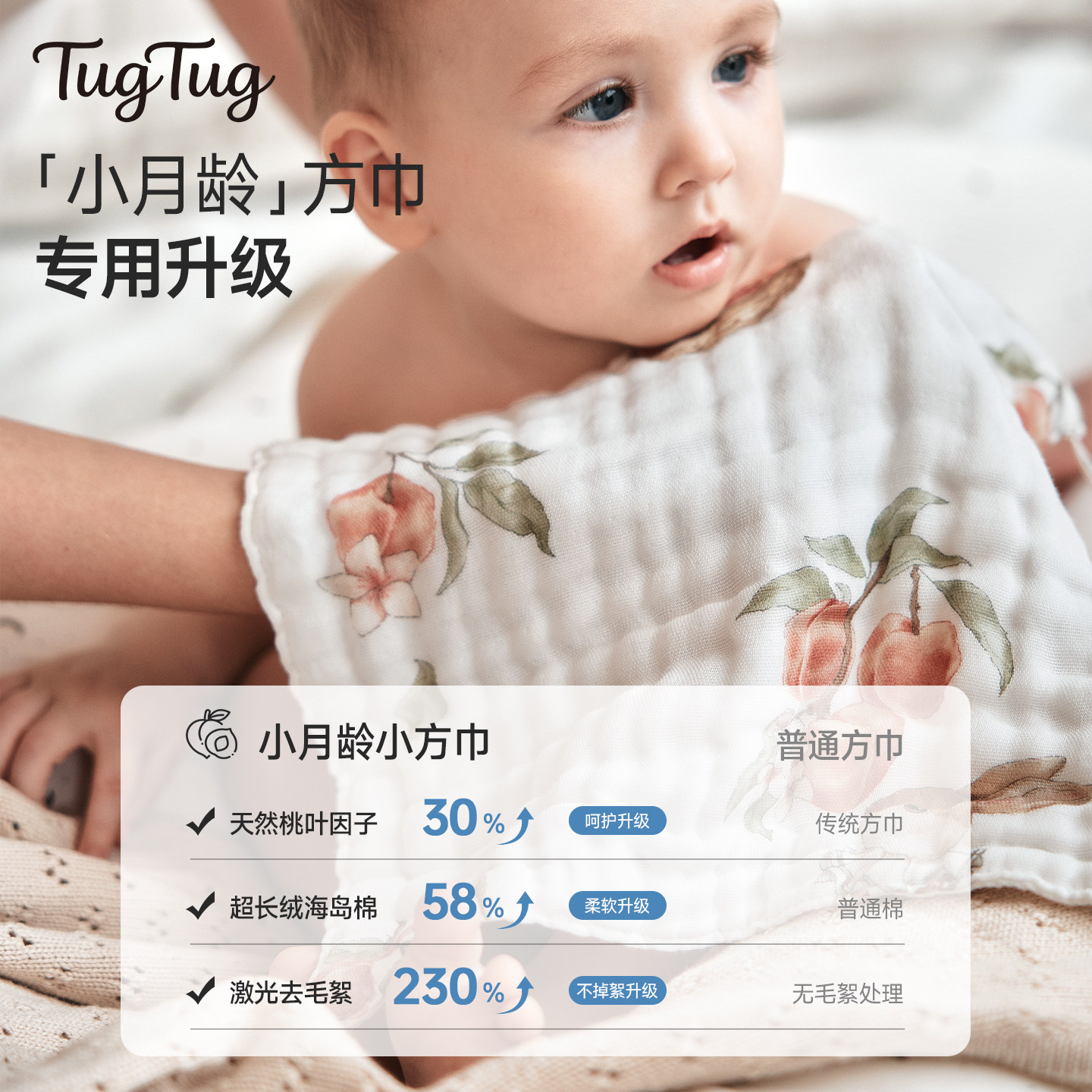 TugTug口水巾新生婴儿小方巾婴儿毛巾纯棉婴儿洗脸巾初生婴儿方巾,淘宝优惠券,粉丝福利购,淘宝优惠卷