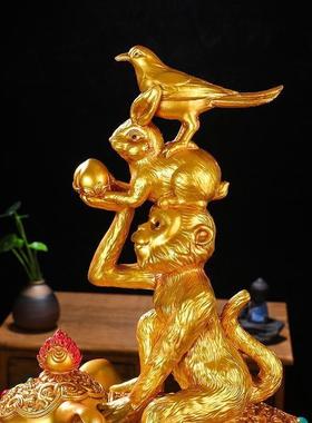 和睦四瑞摆件藏传密宗象宝佛前供奉吉祥四瑞供佛居家创意四兽摆件