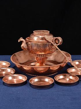 铜佛具用品大全桌面套装家用佛前供水碗用品香炉灯座供水杯果盘供