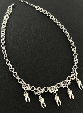 SoulMates中古牙齿项链vintage金属亚文化锁骨链质感配饰男女同款