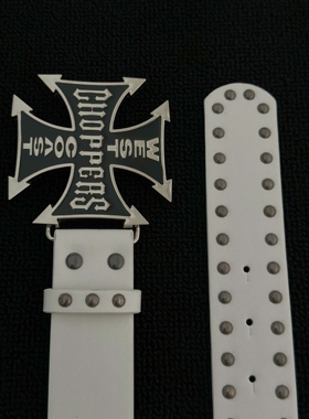 SoulMates大十字质感金属扣头双排铆钉腰带中古vintage亚文化皮带