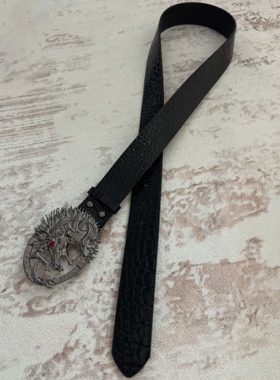 SoulMates烈火战马金属镶钻腰带质感鳄纹皮男女vintage设计感皮带