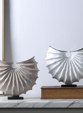 侘寂做旧覆古彷木海螺圆环树脂摆饰家居电视柜酒柜书柜玄关装饰品