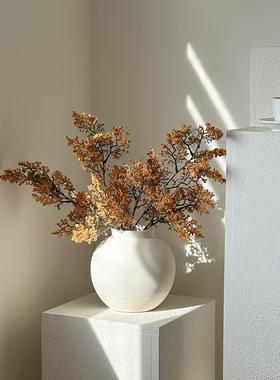 高级感装饰摆件白色陶瓷花瓶侘寂风中古客厅插花轻奢拍照道具乔迁