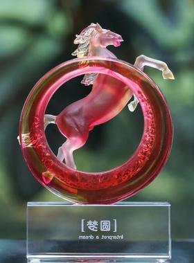 琉璃生肖马摆件客厅办公室装饰工艺品招财摆设商务礼品生日礼物