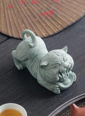新中式福虎摆件招财吉祥物可养精品茶宠茶桌茶台茶玩茶具茶道配件