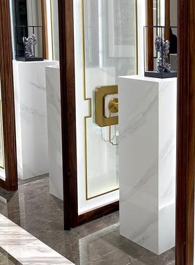 大理石雕塑底座摆台客厅玄关岩板电视柜旁边落地装饰摆件底基座台