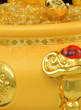 聚宝盆摆件客厅玄关酒柜装饰品收纳储物招财家居水晶元宝开业礼物