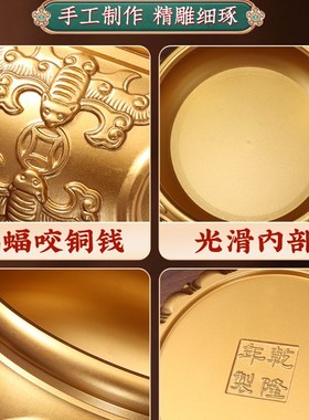 聚宝盆摆件纯铜纯黄铜实心家用客厅家居存钱罐办公室店铺黄铜米缸